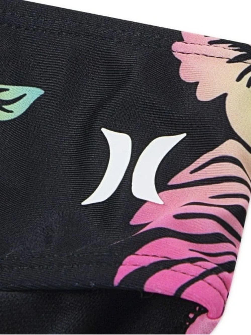 Hurley Girls 2-Piece Ruffle Black Tropical Floral Tankini Swim Set Size M 7-8
